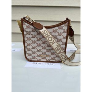 Michael Kors MK Briley Small Logo Messenger Crossbody Bag - Luggage